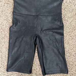 Black Faux Leather Biker spanx Shorts